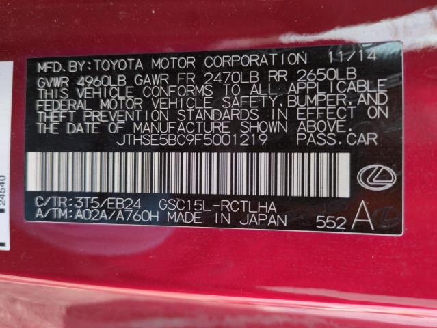 2015 LEXUS RC 350 JTHSE5BC9F5001219