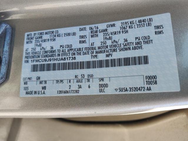 2017 FORD ESCAPE TIT - 1FMCU9J91HUA81738