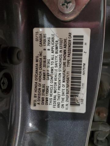 2015 HONDA CIVIC SE 2HGFB2F76FH547171