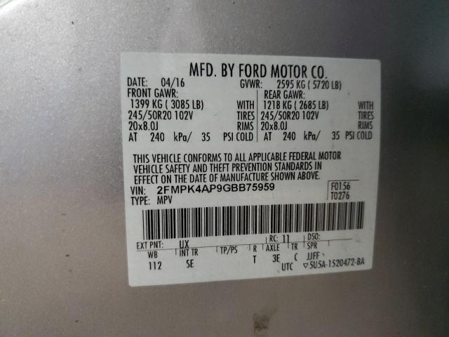 2016 FORD EDGE SPORT - 2FMPK4AP9GBB75959