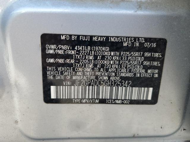 2016 SUBARU CROSSTREK - JF2GPADC5GH325342