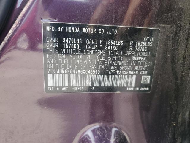 2016 HONDA FIT EX - JHMGK5H78GX042990