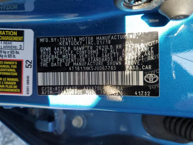 2018 TOYOTA CAMRY L - 4T1B11HK5JU067765