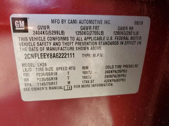 2CNFLEEY8A6222111 2010 CHEVROLET EQUINOX