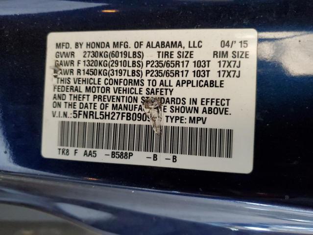 2015 HONDA ODYSSEY LX 5FNRL5H27FB090999