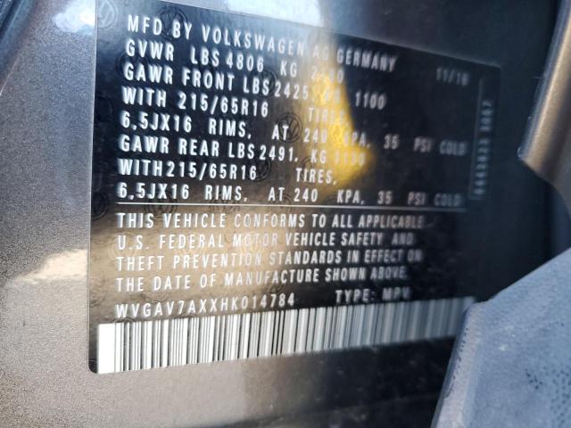 2017 VOLKSWAGEN TIGUAN S - WVGAV7AXXHK014784