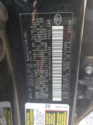 2019 TOYOTA CAMRY HYBR - 4T1B21HK2KU519539