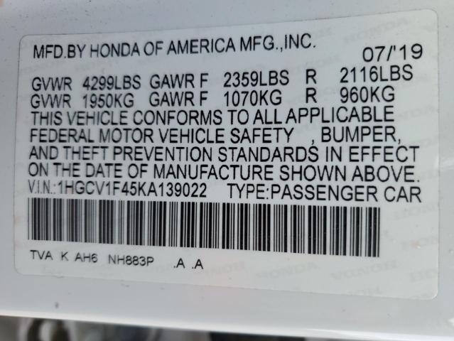 2019 HONDA ACCORD EX - 1HGCV1F45KA139022