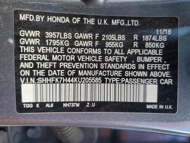 2019 HONDA CIVIC SPOR - SHHFK7H44KU205585