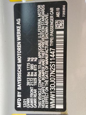 2022 MINI COOPER SE WMW13DJ07N2S11447