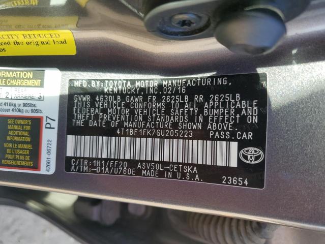 2016 TOYOTA CAMRY LE - 4T1BF1FK7GU205223
