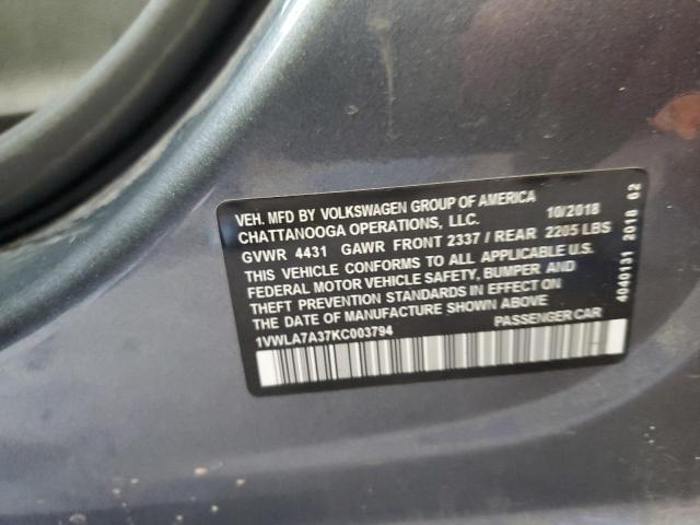 2019 VOLKSWAGEN PASSAT WOL - 1VWLA7A37KC003794