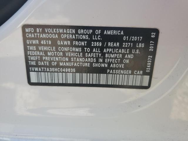 2017 VOLKSWAGEN PASSAT S - 1VWAT7A35HC049635