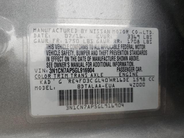 2016 NISSAN VERSA S - 3N1CN7AP5GL916904