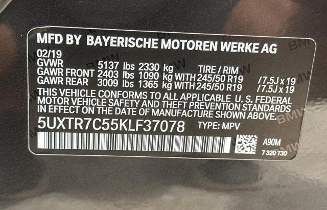 2019 BMW X3 SDRIVE3 - 5UXTR7C55KLF37078