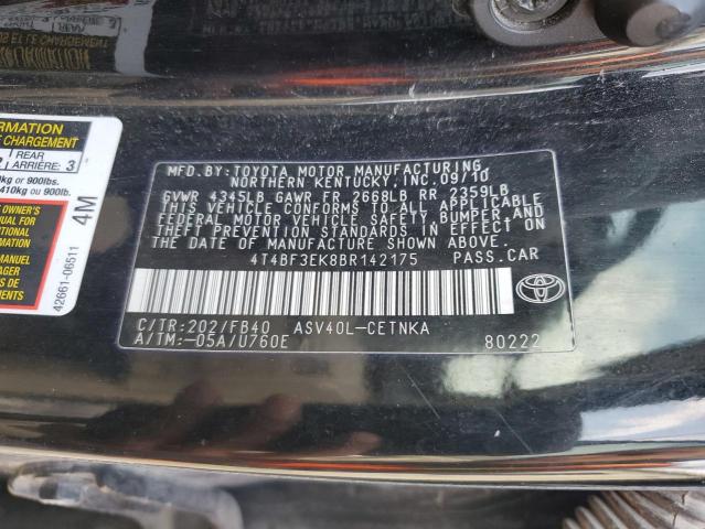 4T4BF3EK8BR142175 2011 TOYOTA CAMRY