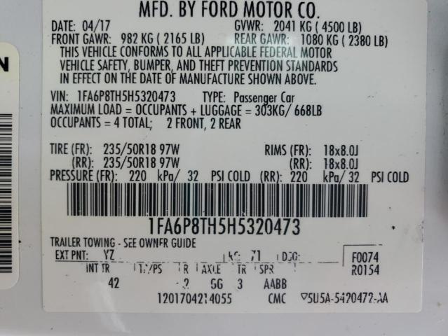 2017 FORD MUSTANG - 1FA6P8TH5H5320473