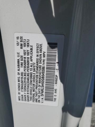 2016 HONDA ODYSSEY TO 5FNRL5H92GB049386