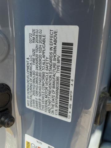 2022 HONDA PILOT ELIT - 5FNYF6H06NB039385