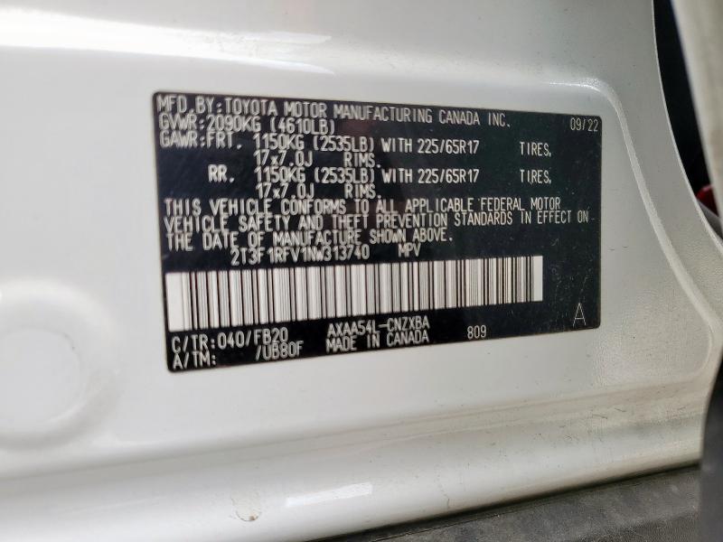 2022 TOYOTA RAV4 LE - 2T3F1RFV1NW313740
