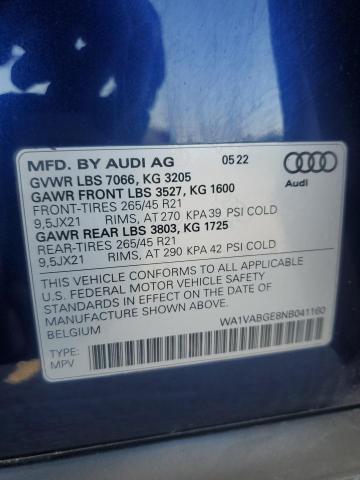 2022 AUDI E-TRON CHR WA1VABGE8NB041160