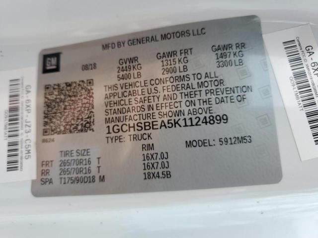 2019 CHEVROLET COLORADO - 1GCHSBEA5K1124899