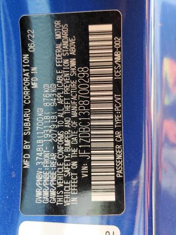 2023 SUBARU BRZ PREMIU JF1ZDBC13P8700298
