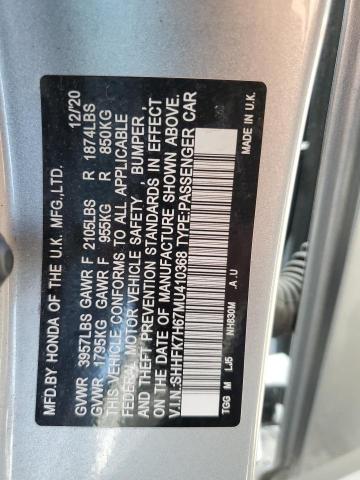 2021 HONDA CIVIC EX SHHFK7H67MU410368