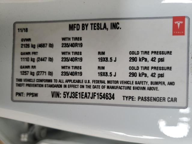 2018 TESLA MODEL 3 - 5YJ3E1EA7JF154634