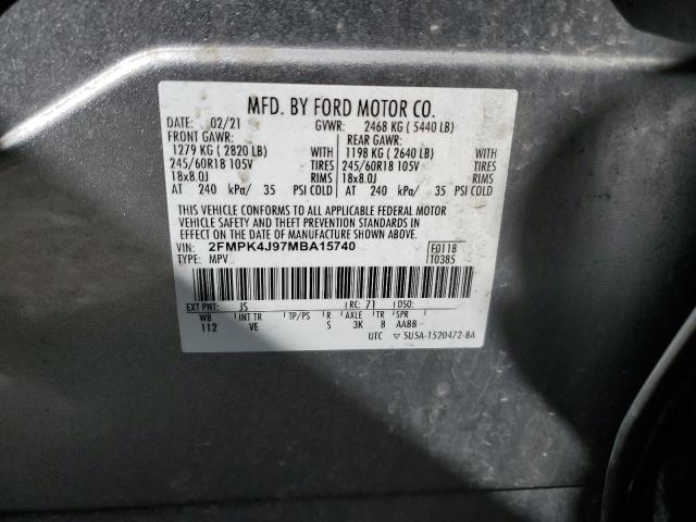 2021 FORD EDGE SEL - 2FMPK4J97MBA15740