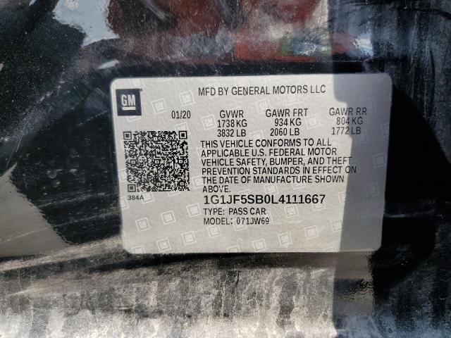 2020 CHEVROLET SONIC PREM - 1G1JF5SB0L4111667