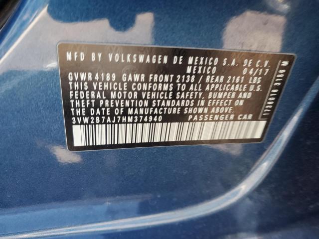 2017 VOLKSWAGEN JETTA S - 3VW2B7AJ7HM374940