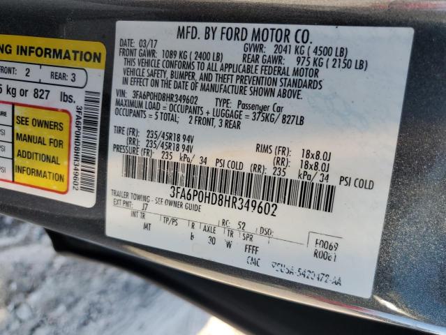 2017 FORD FUSION SE - 3FA6P0HD8HR349602