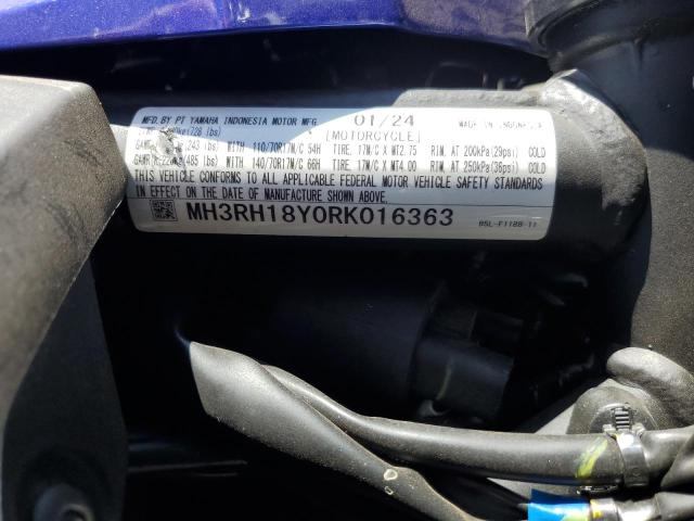 2024 YAMAHA YZFR3 A MH3RH18Y0RK016363
