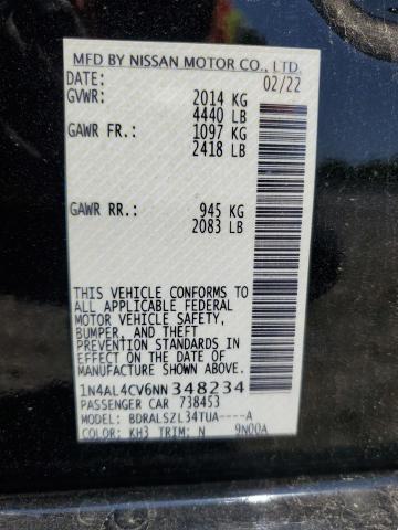 2022 NISSAN ALTIMA SR - 1N4AL4CV6NN348234