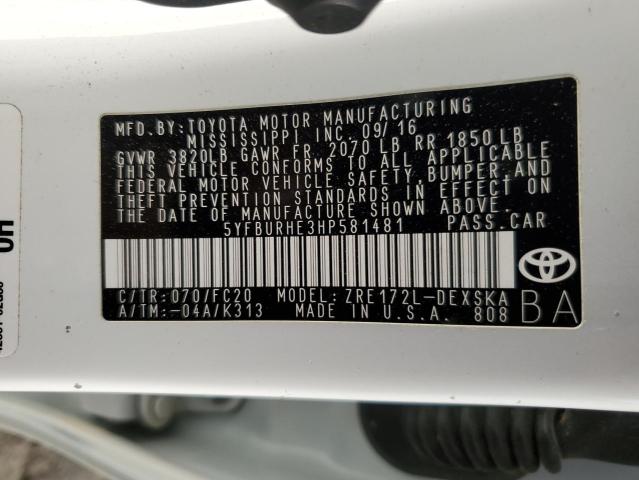 2017 TOYOTA COROLLA L - 5YFBURHE3HP581481