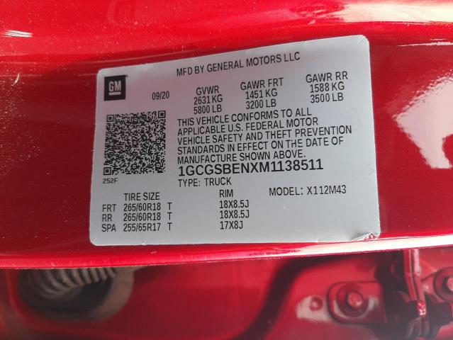 2021 CHEVROLET COLORADO - 1GCGSBENXM1138511