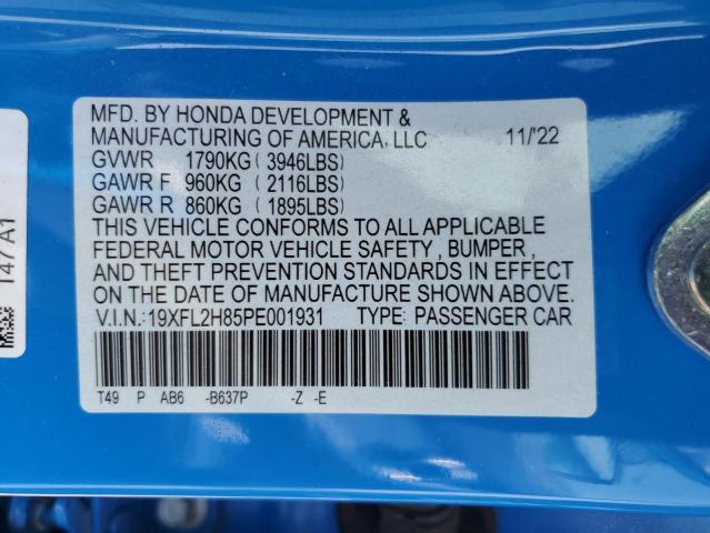 2023 HONDA CIVIC SPOR - 19XFL2H85PE001931