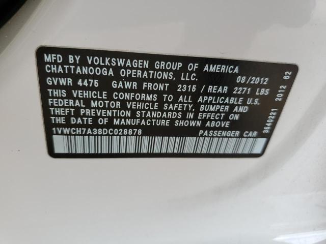 2013 VOLKSWAGEN PASSAT SEL - 1VWCH7A38DC028878