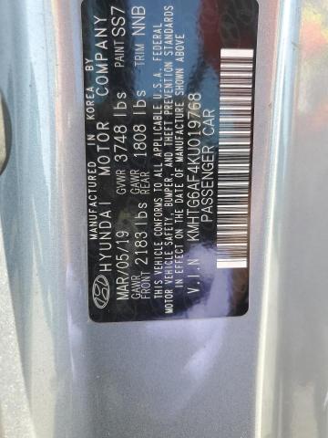 2019 HYUNDAI VELOSTER - KMHTG6AF4KU019768