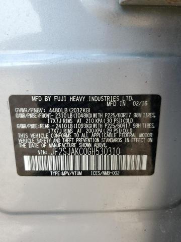 2016 SUBARU FORESTER 2 - JF2SJAKC0GH530310