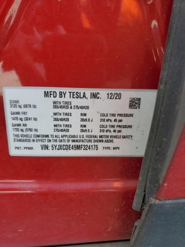 2021 TESLA MODEL X - 5YJXCDE49MF324175