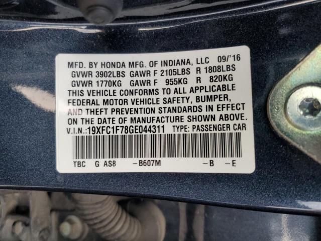 2016 HONDA CIVIC EXL - 19XFC1F78GE044311