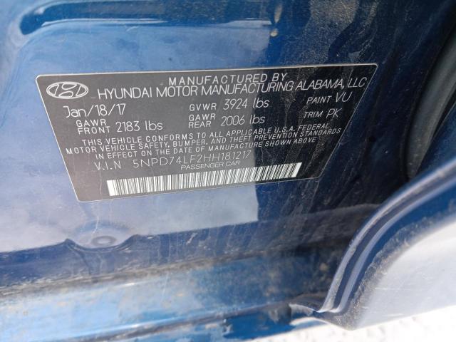 2017 HYUNDAI ELANTRA SE - 5NPD74LF2HH181217