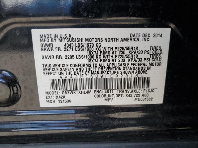 2015 MITSUBISHI OUTLANDER - 4A4AP4AU0FE020164