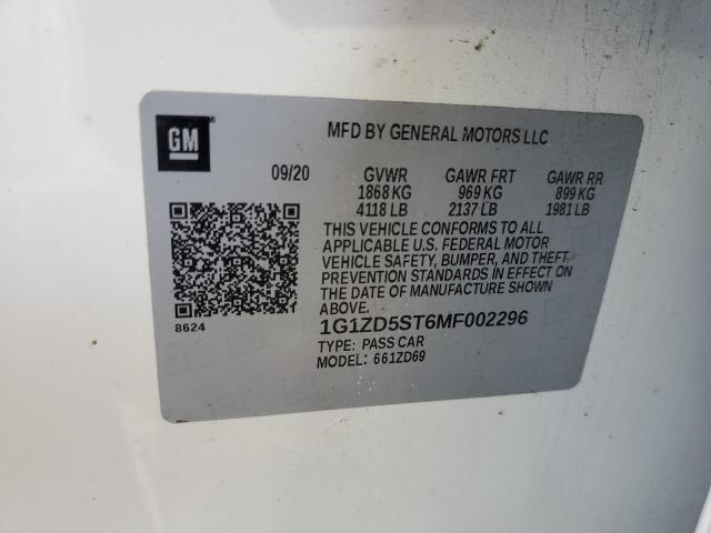 2021 CHEVROLET MALIBU LT - 1G1ZD5ST6MF002296