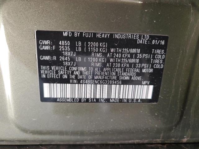 2016 SUBARU OUTBACK 3. - 4S4BSENC6G3289456
