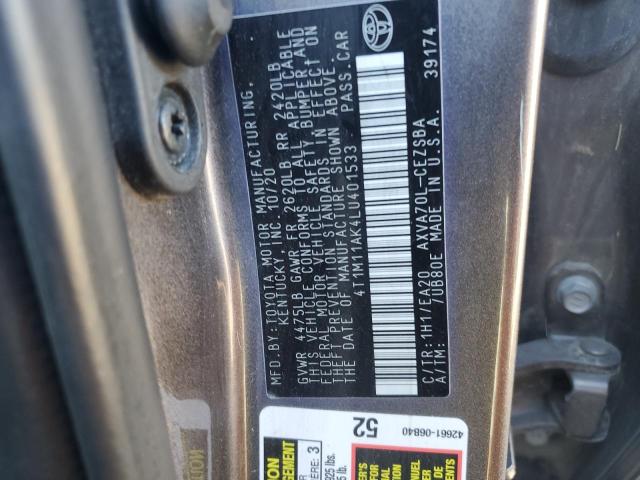 2020 TOYOTA CAMRY SE - 4T1M11AK4LU401533