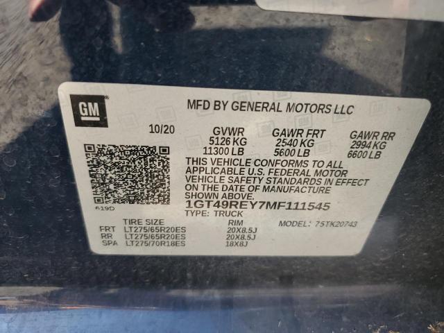 2021 GMC SIERRA K25 1GT49REY7MF111545