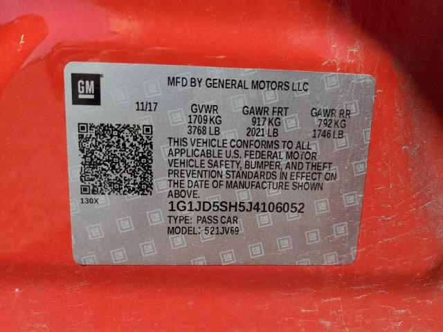 2018 CHEVROLET SONIC LT - 1G1JD5SH5J4106052